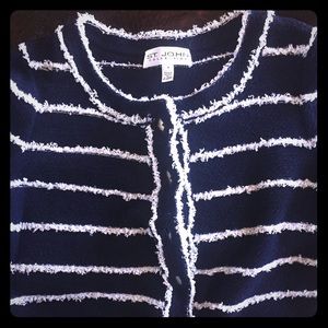 St. John Collection Striped Buttoned Cardigan